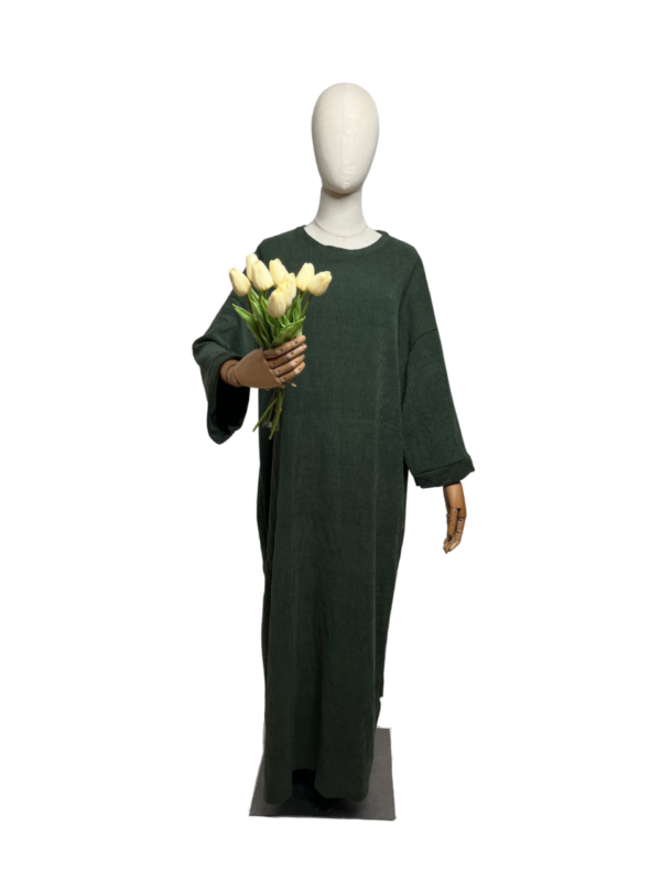 Abaya velours kaki Abaya velours côtelé