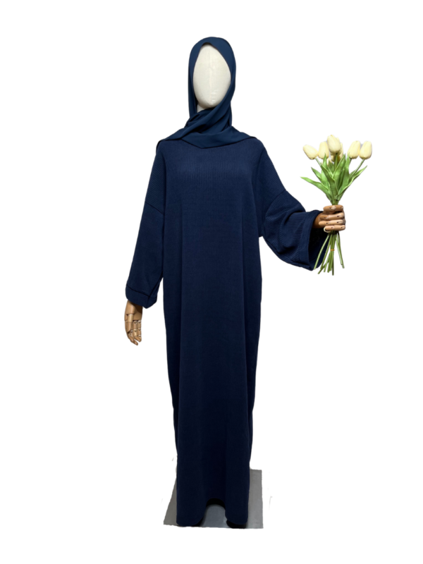Abaya velours marine Abaya velours côtelé